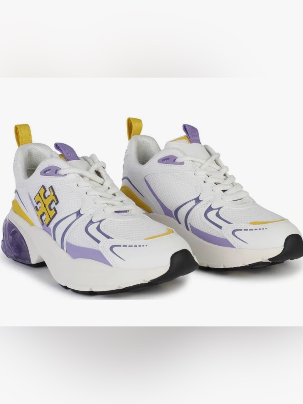 Tory Burch Good Luck Trainer Sneakers Ivory Purple Yellow Sz 10 – Worn Once